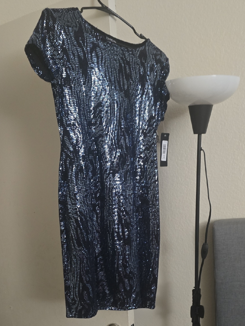 bebe Navy Sequin Midi Dress